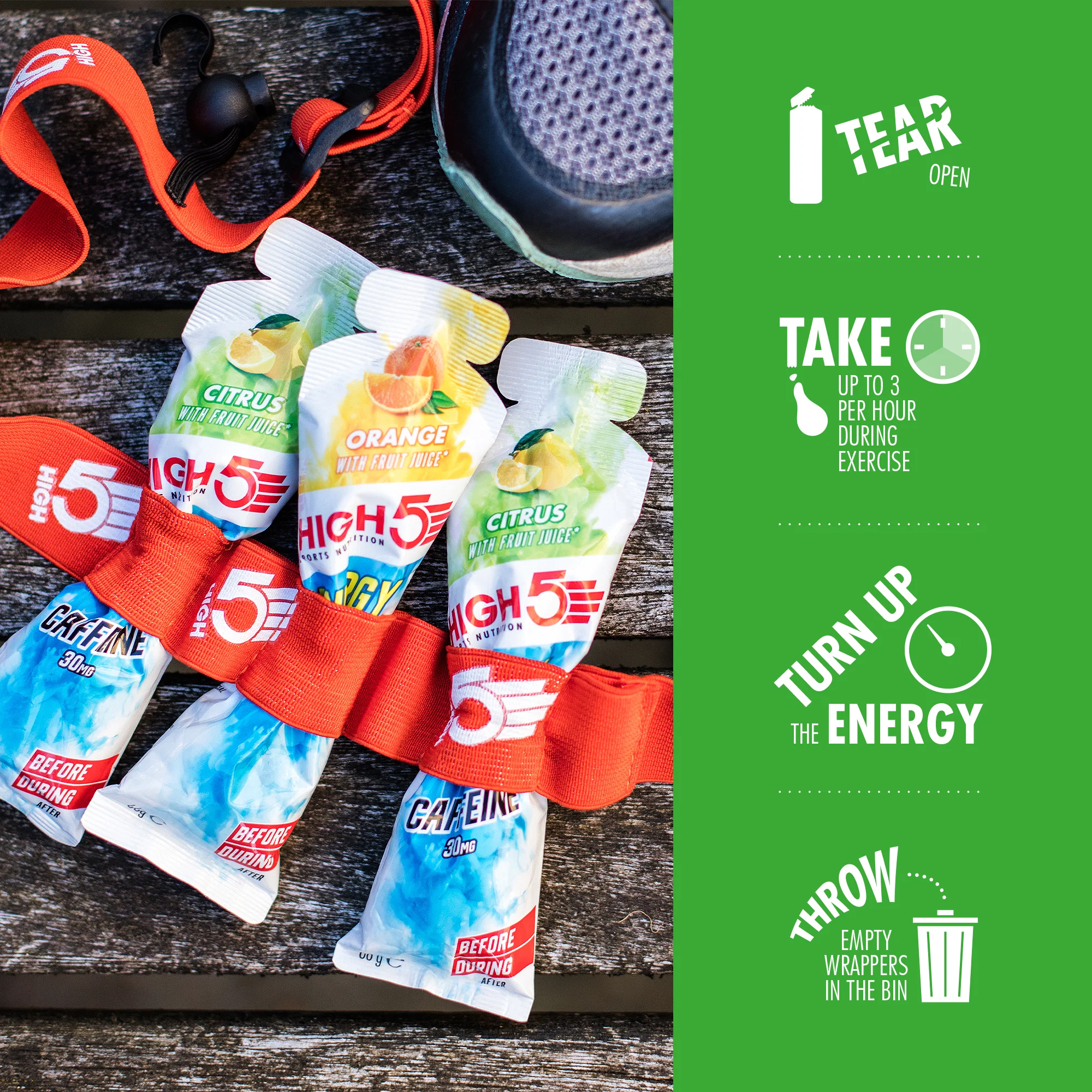 HIGH5 ENERGY GEL Aqua Caffeine (66g) Lemon - Image 3