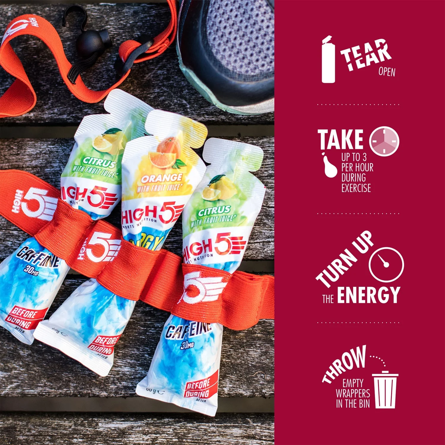 High5 ENERGY GEL Aqua Caffeine (66g) Red Fruits - Image 4