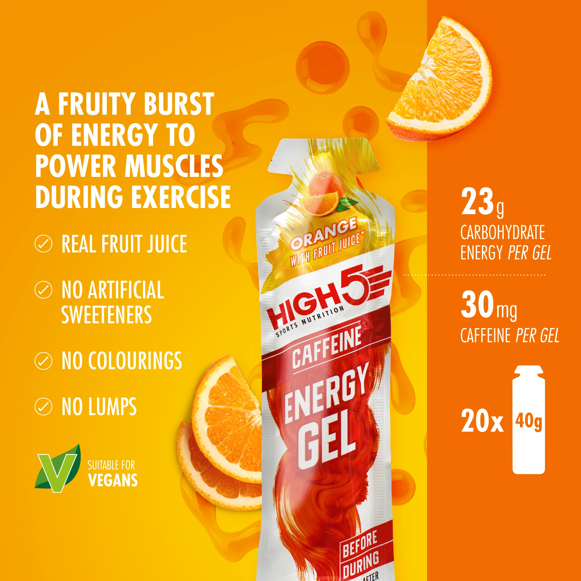 High5 ENERGY GEL Caffeine (40g) Orange - Image 2