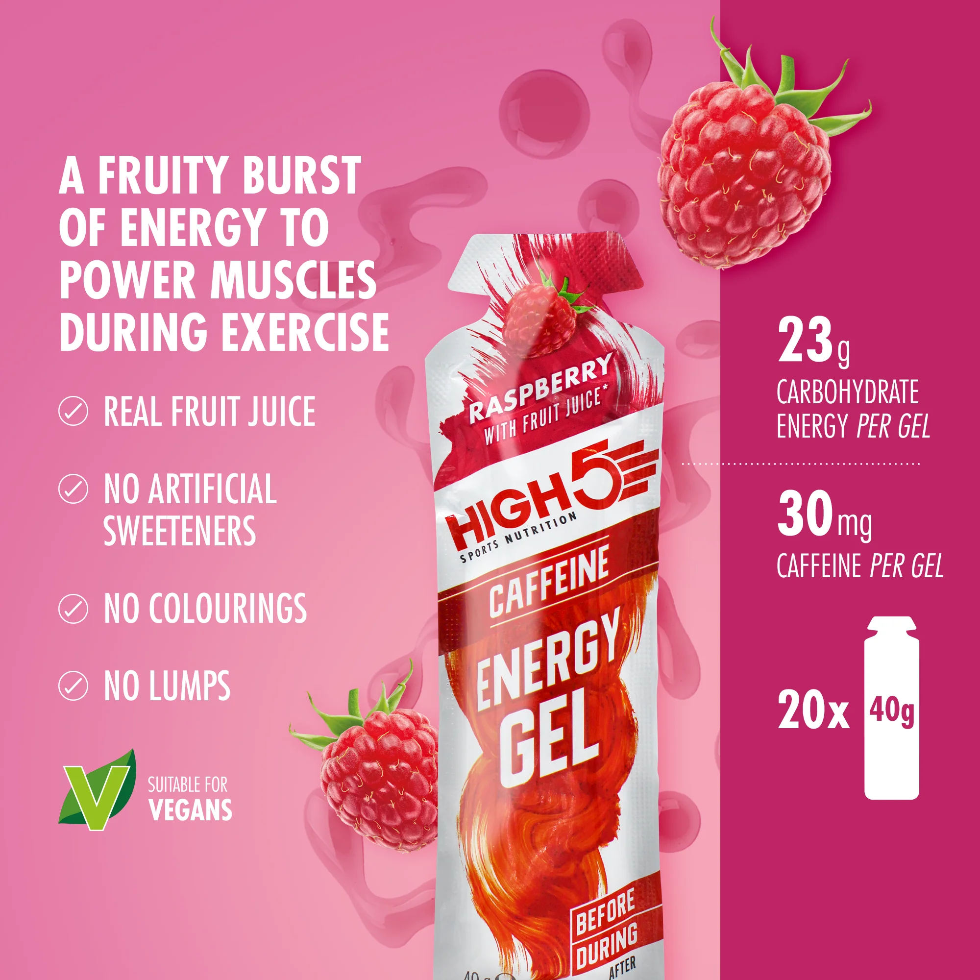 High5 ENERGY GEL Caffeine (40g) Raspberry - Image 2
