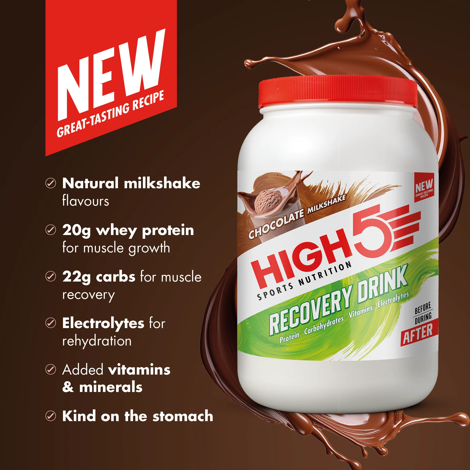 High5 RECOVERY DRINK (1,6 kg) Czekoladowy koktajl mleczny - Image 2