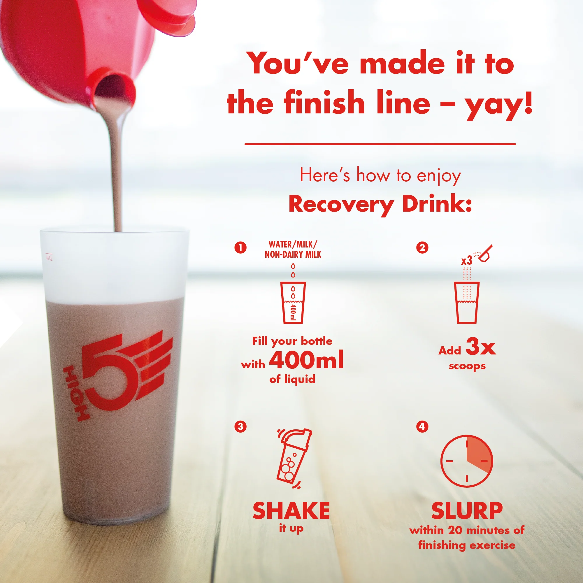 High5 RECOVERY DRINK (450g) Banana Vanilla Milkshake - Image 4