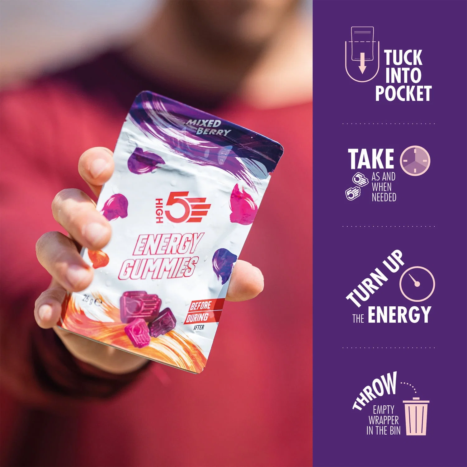High5 TA Energy GUMMIES (26g) Czerwone owoce - Image 2