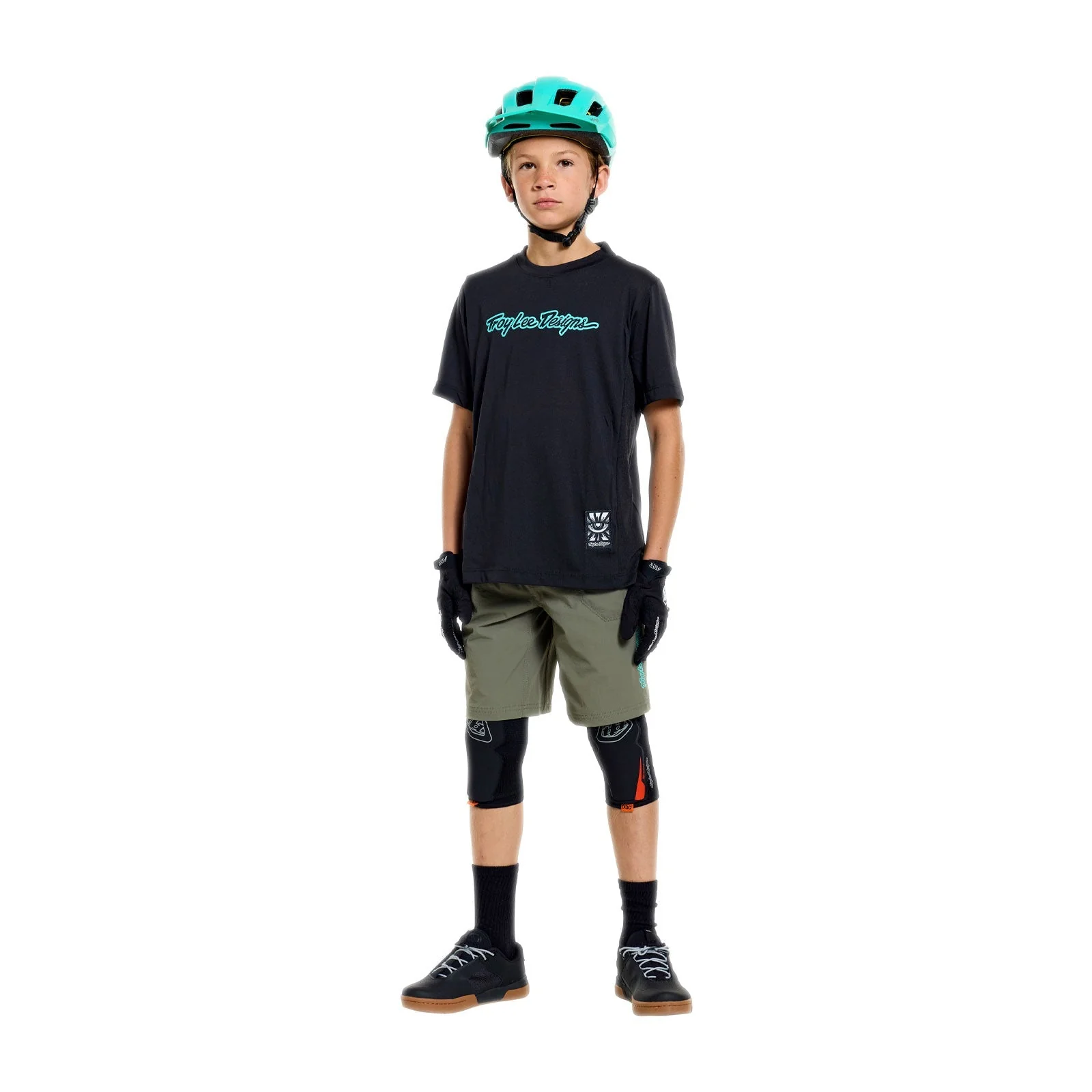 Juniorska koszulka z krótkim rękawem TROY LEE DESIGNS SKYLINE RIDE SIGNATURE czarny/turkusowy - Image 3