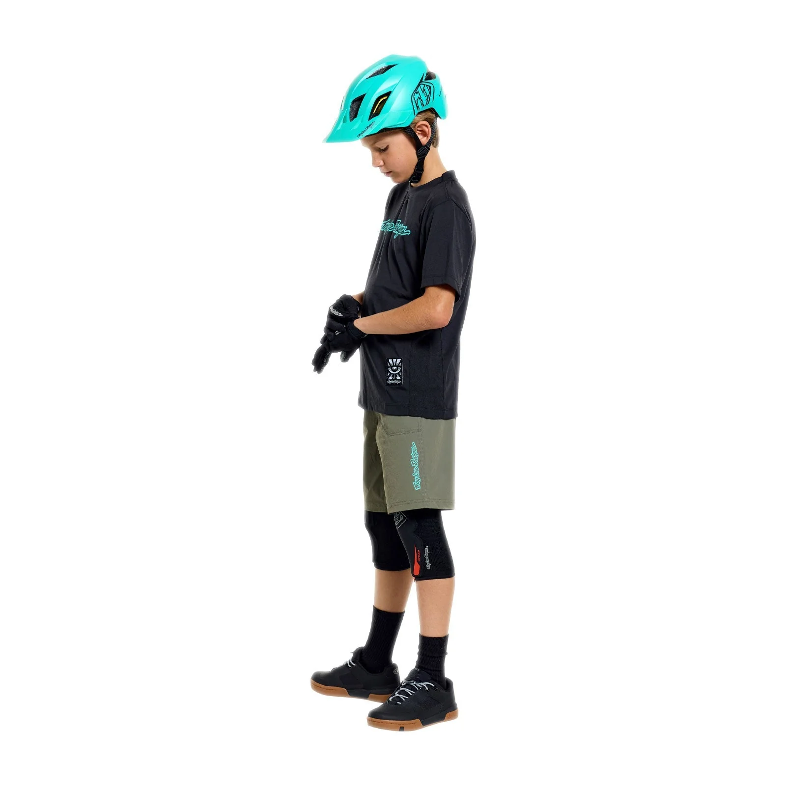 Juniorska koszulka z krótkim rękawem TROY LEE DESIGNS SKYLINE RIDE SIGNATURE czarny/turkusowy - Image 4