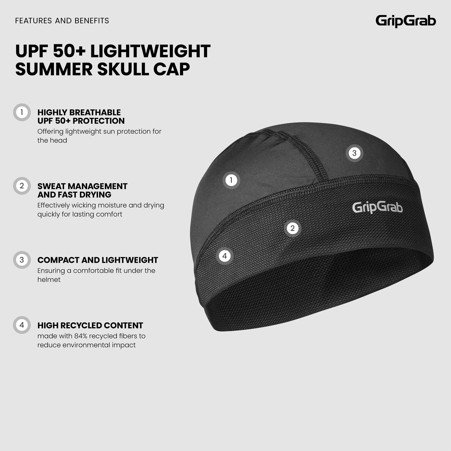 Kask GRIPGRAB UPF 50+ czarny - Image 5