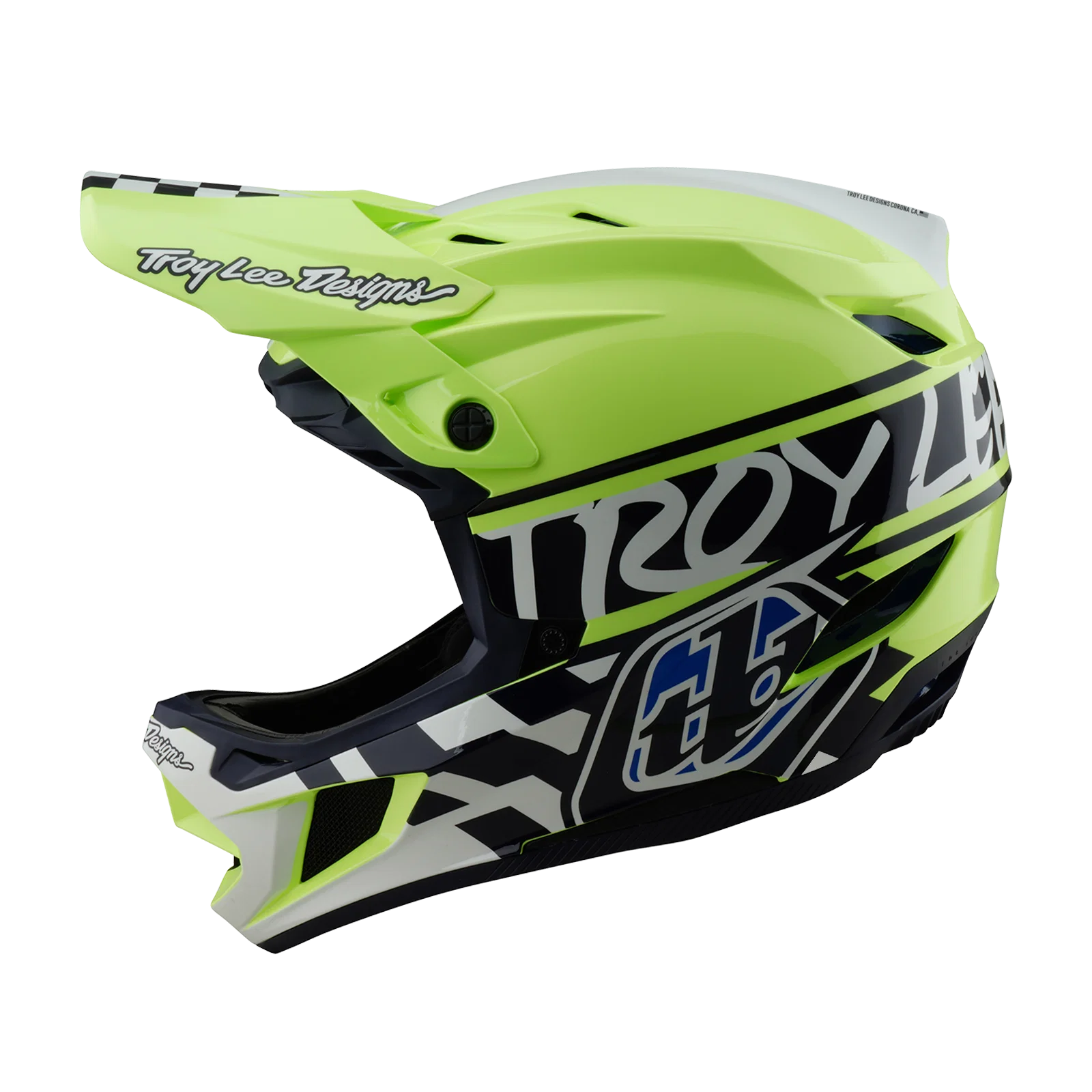 Kask MTB Troy Lee Design D4 POLYACRYLITE MIPS FIFTY 50 żółty/niebieski