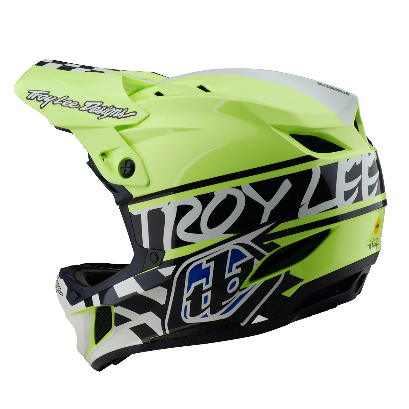 Kask MTB Troy Lee Design D4 POLYACRYLITE MIPS FIFTY 50 żółty/niebieski - Image 2