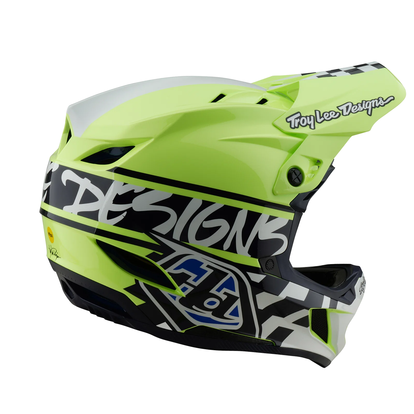 Kask MTB Troy Lee Design D4 POLYACRYLITE MIPS FIFTY 50 żółty/niebieski - Image 4