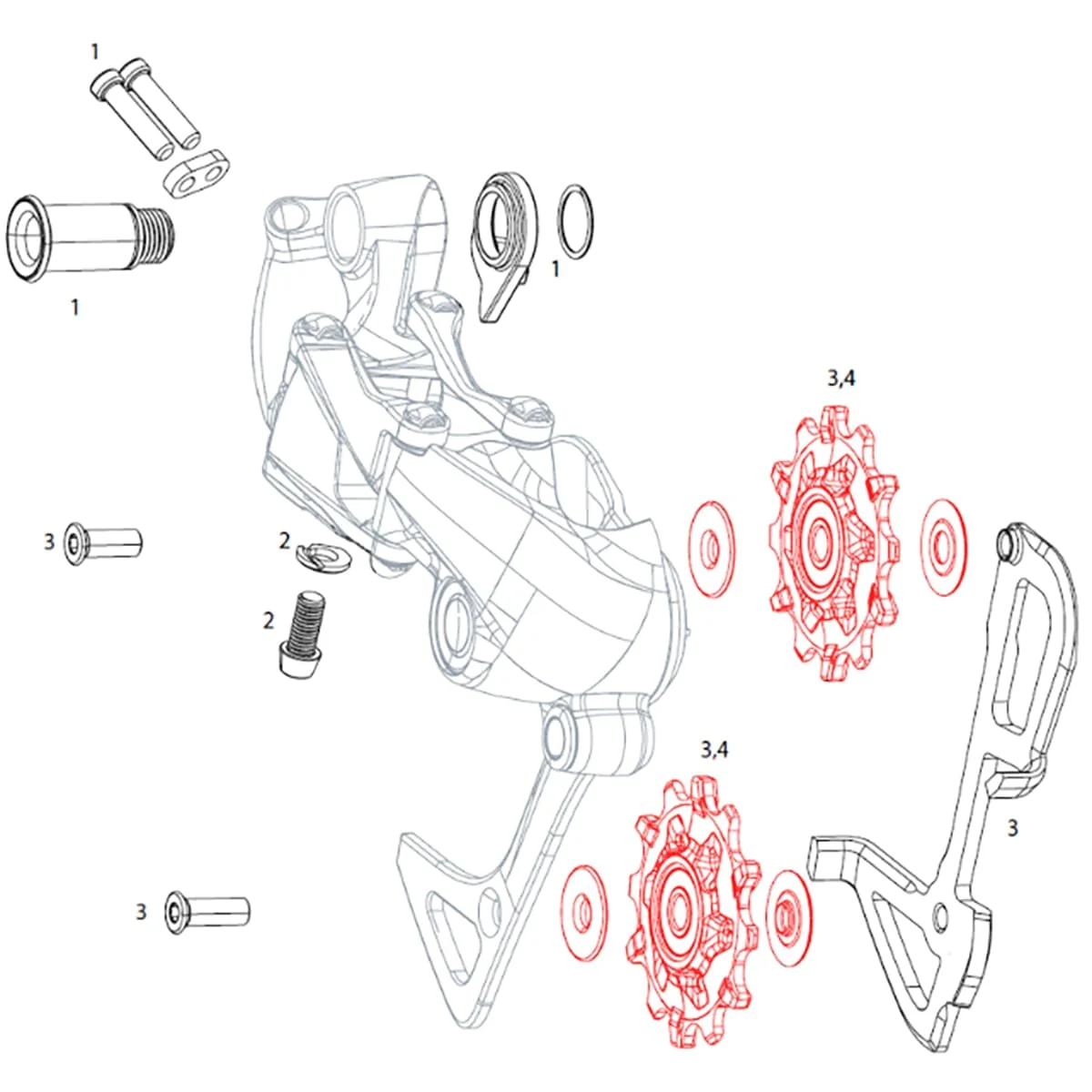 Kółka przerzutki tylnej SRAM X01/X01DH/X1/GX/FORCE1/CX1/RIVAL1 X-SYNC 11V (x2) - Image 2