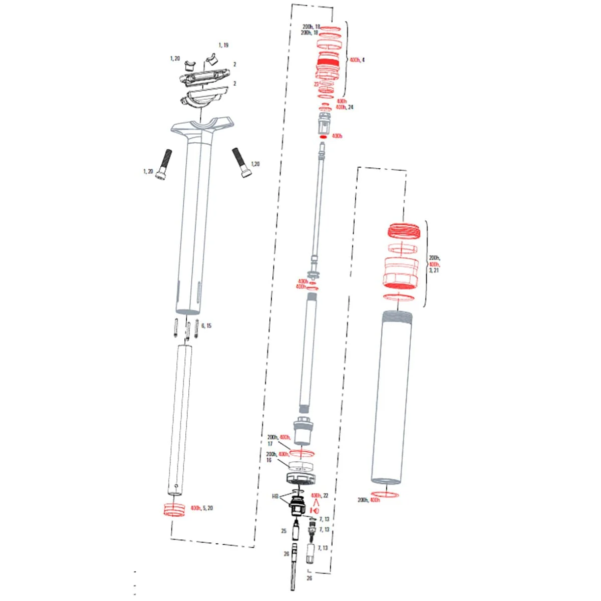 Kompletny zestaw serwisowy 400H / 2 lata ROCKSHOX REVERB Stealth B1 Seatpost (2017-2019) #11.6818.031.001
