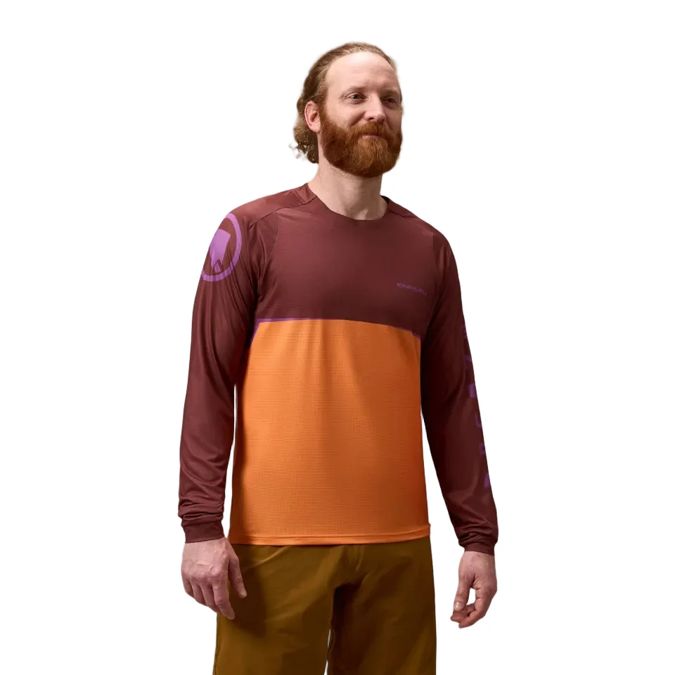 ENDURA SINGLETRACK CORE PRINTED Jersey z długim rękawem End Orange