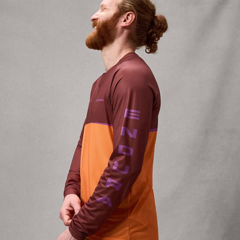 ENDURA SINGLETRACK CORE PRINTED Jersey z długim rękawem End Orange - Image 3