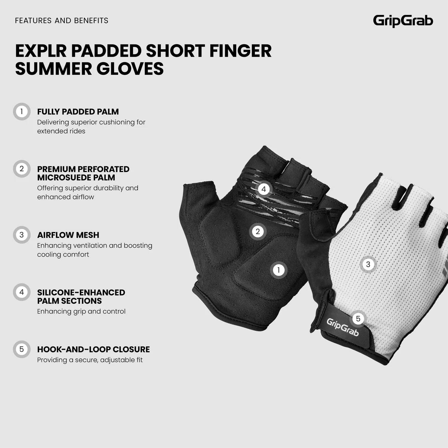 Krótkie rękawice GRIPGRAB EXPLR RC MAX białe - Image 4