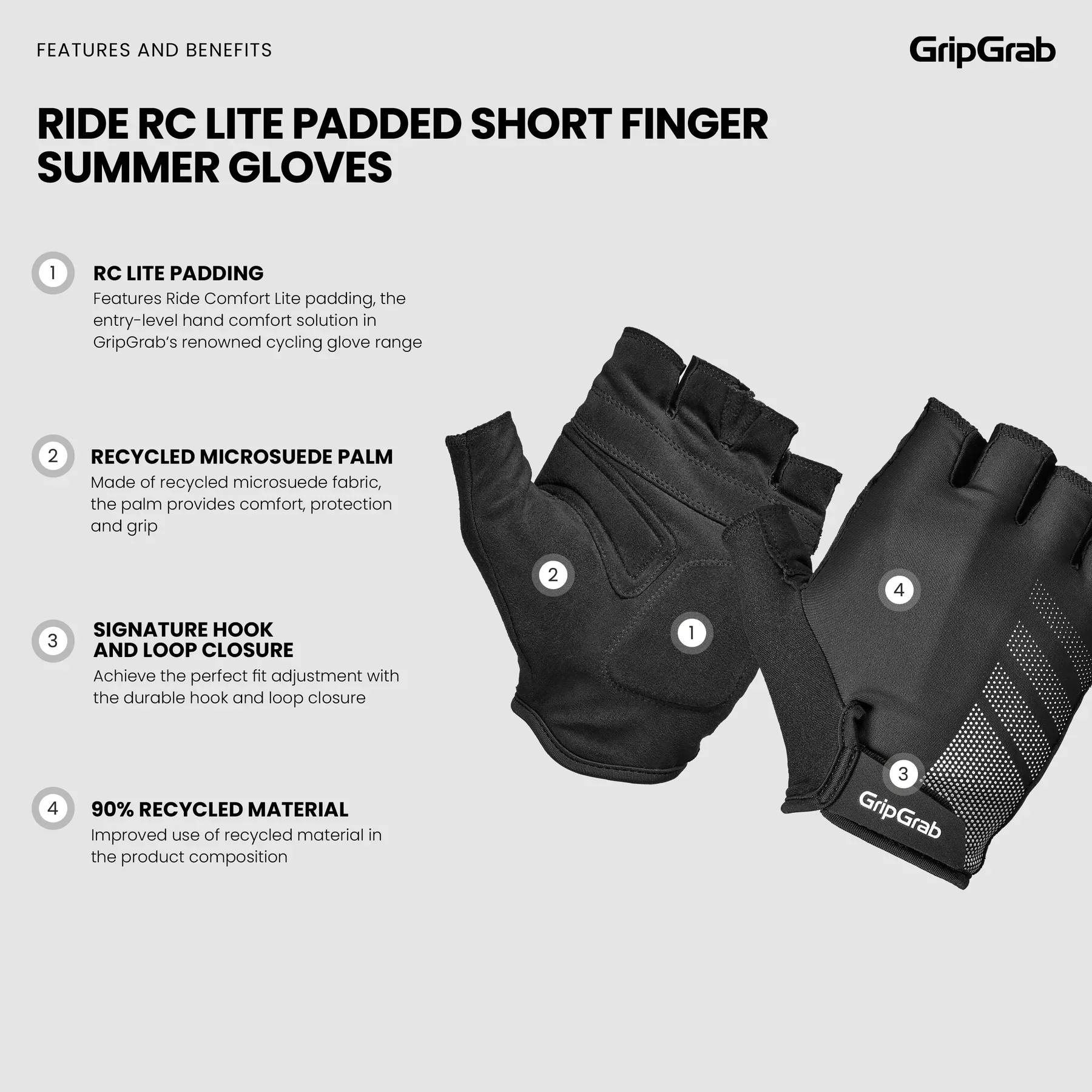 Krótkie rękawice GRIPGRAB RIDE LITE białe - Image 3