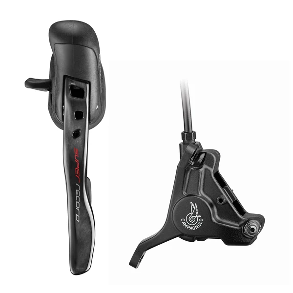 Lewa dźwignia i przedni zacisk 160 mm CAMPAGNOLO SUPER RECORD Płaskie mocowanie bez tarczy