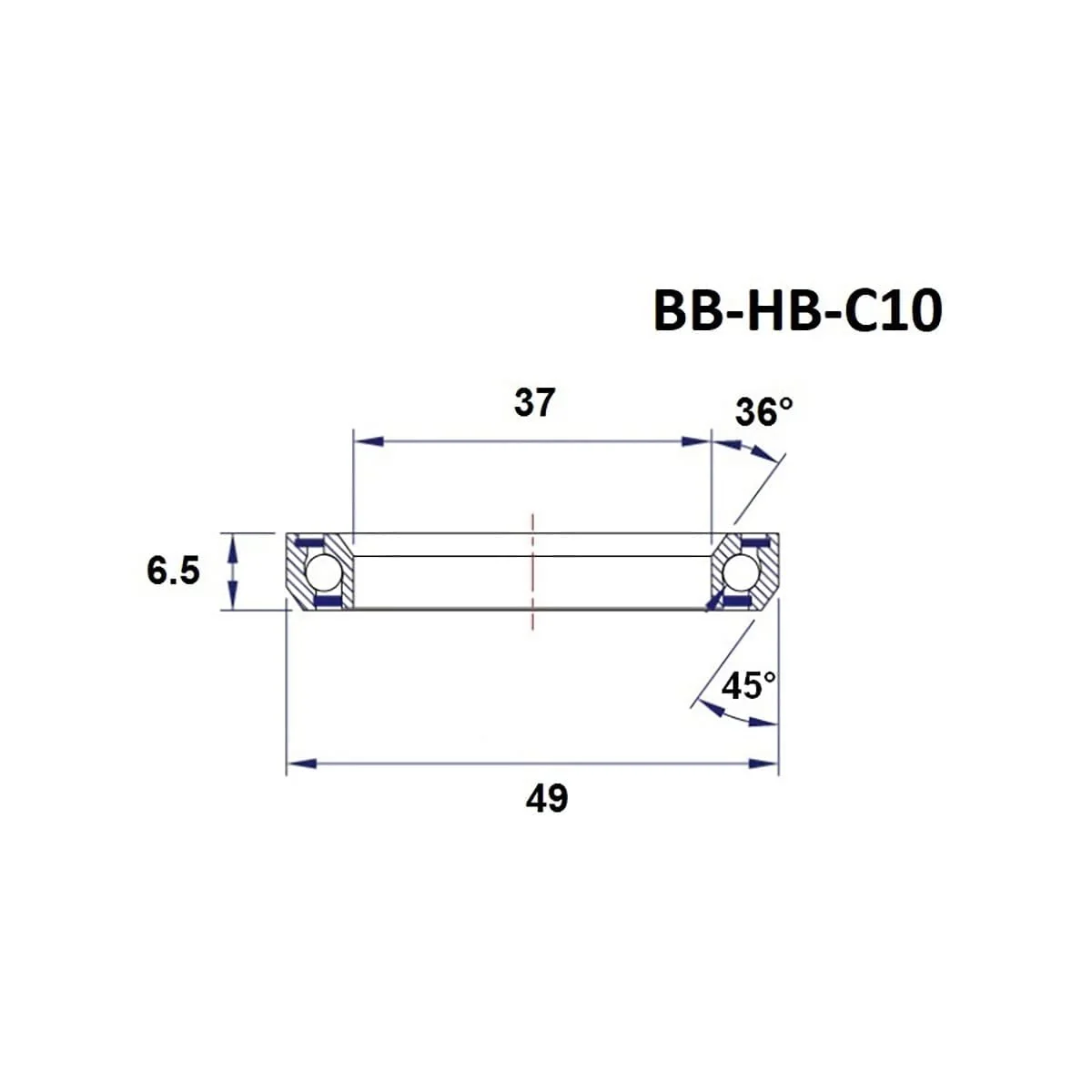 Łożysko głowicy BLACK BEARING C10 36/45° (37 x 49 x 6,5 mm) - Image 2