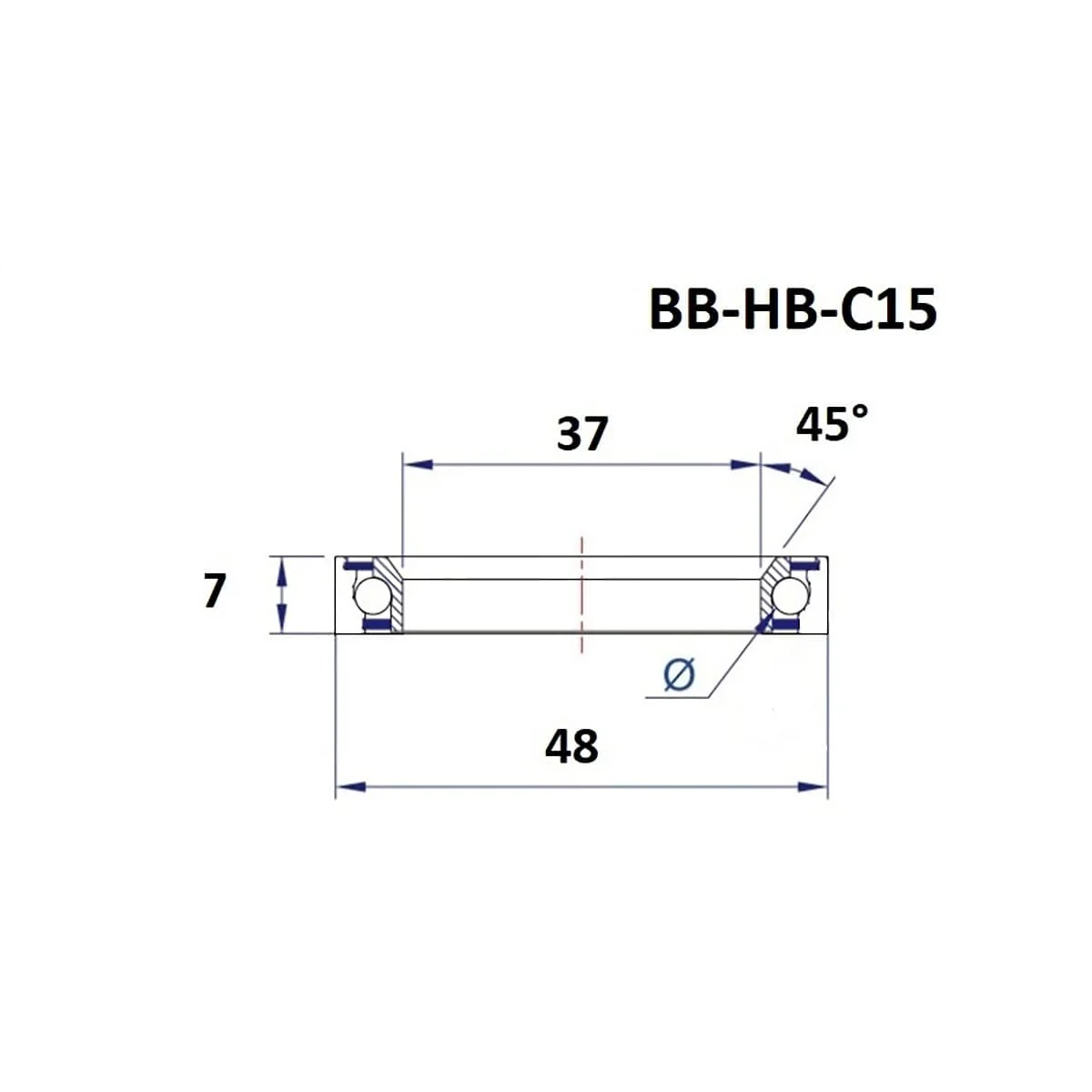 Łożysko głowicy BLACK BEARING C15 45/90° (37 x 48 x 7 mm) - Image 2