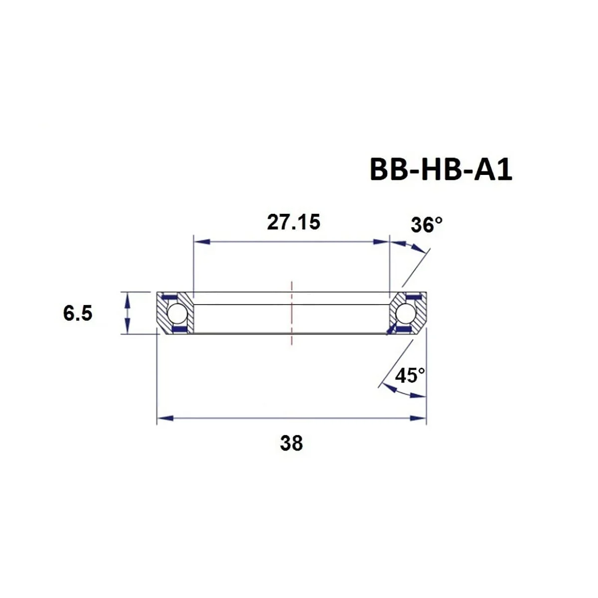 BLACK BEARING A1 Łożysko głowicy 27,15x38x6,5mm 36/45° 1" Łożysko głowicy - Image 3