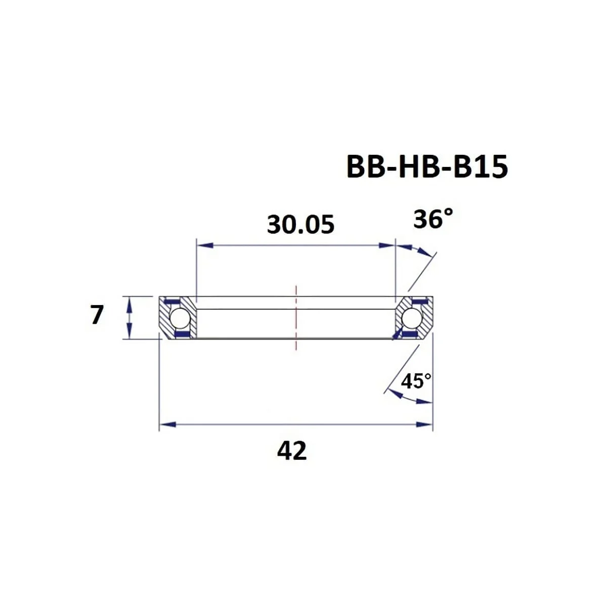 Łożysko kierownicy BLACK BEARING B15 30.05x42x7mm 36/45° 1-1/8" - B15 - Image 2