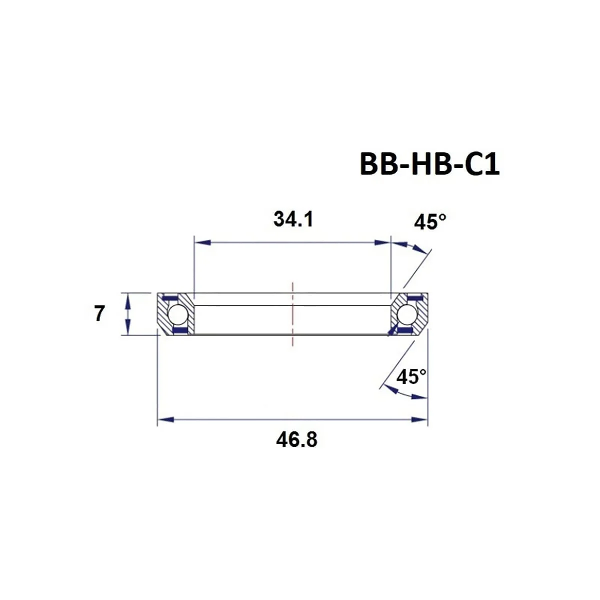 Łożysko głowicy BLACK BEARING C1 34,1x46,8x7mm 45/45° 1-1/4" - Black Bearings - Image 3