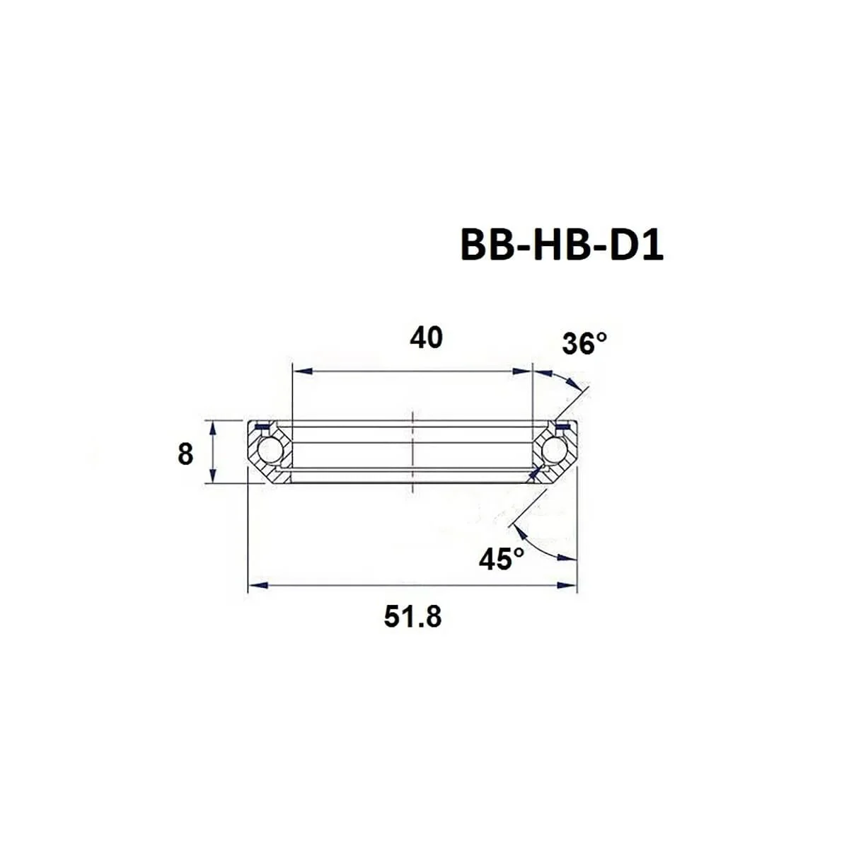 Łożysko kierownicy BLACK BEARING D1 1-1/2" 36/45° (40 x 51,8 x 8 mm) - Image 3