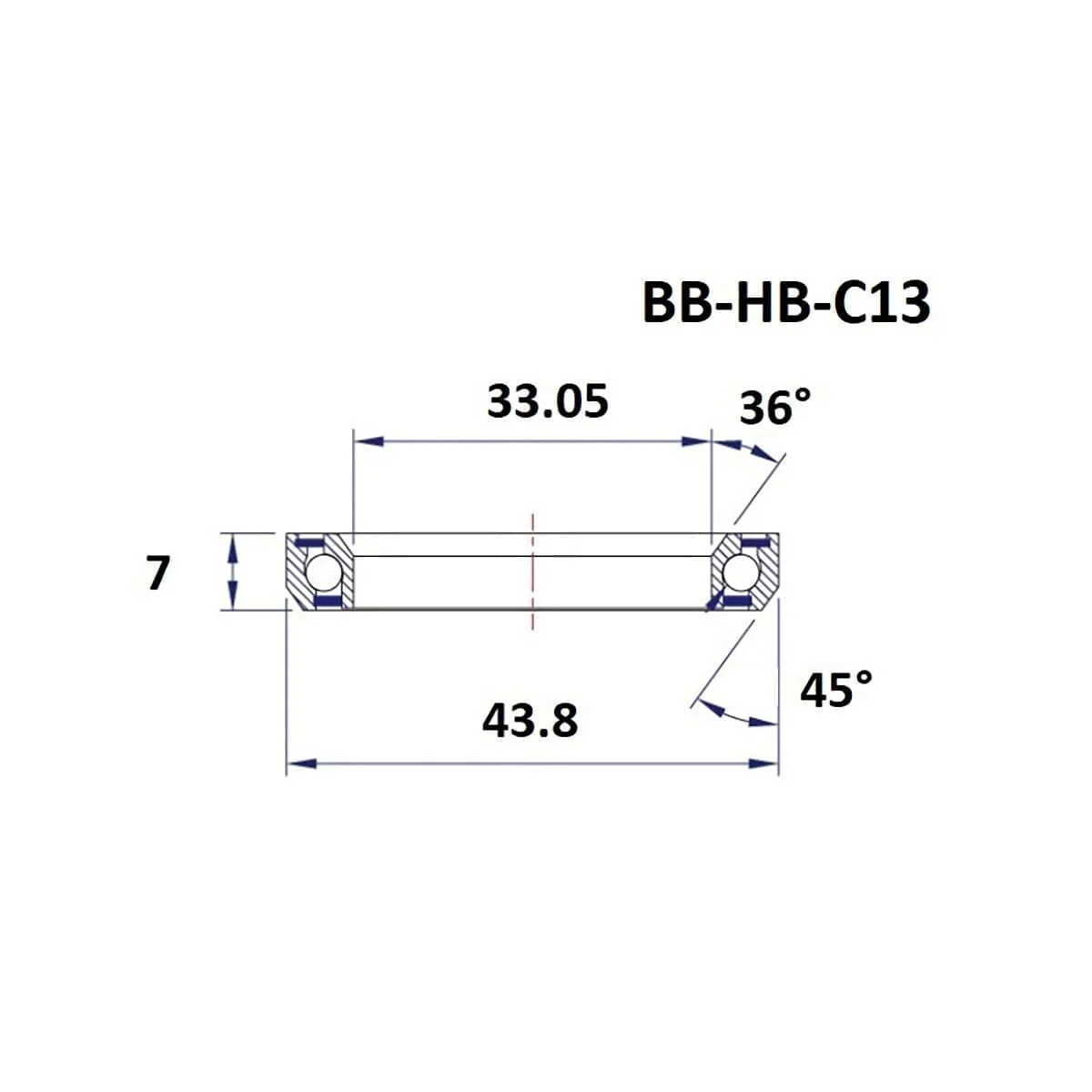 Łożysko sterujące BLACK BEARING C13 36/45° (33,05 x 43,8 x 7 mm) - Image 2