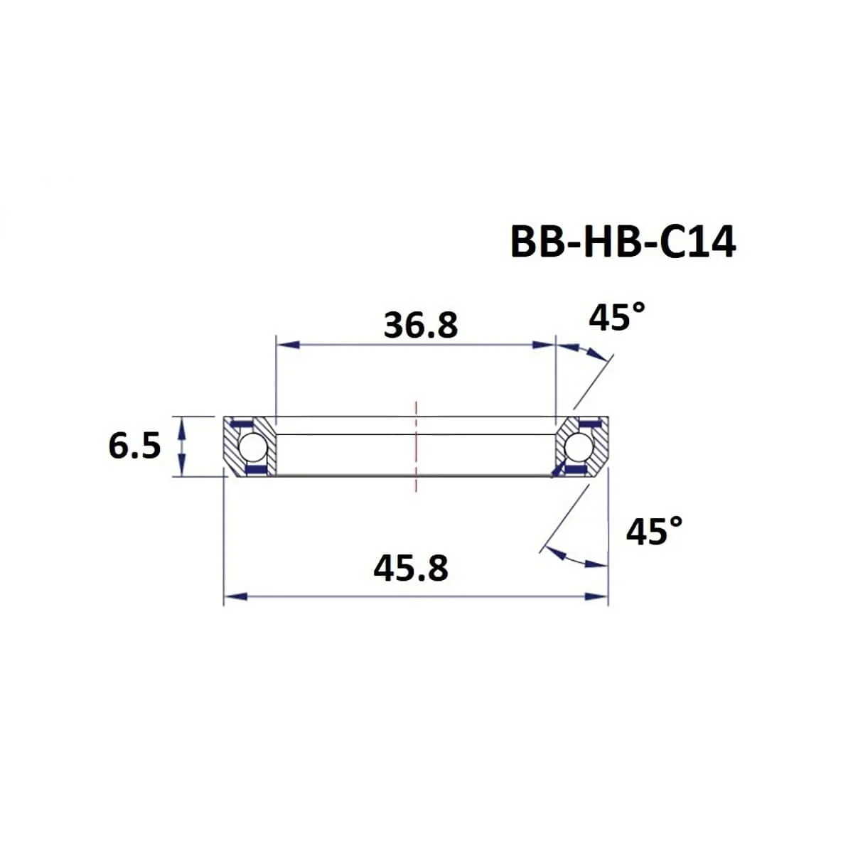 Łożysko sterujące BLACK BEARING C14 45/45° (36,8 x 45,8 x 6,5 mm) - Image 2