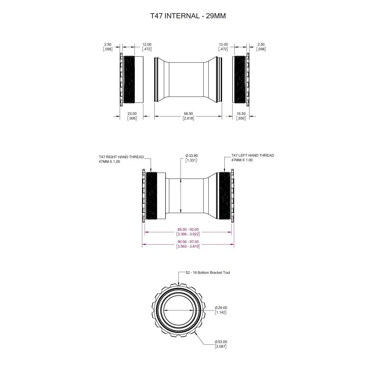 Mechanizm korbowy WOLFTOOTH T47i Internal 29mm SRAM DUB Black - Image 4