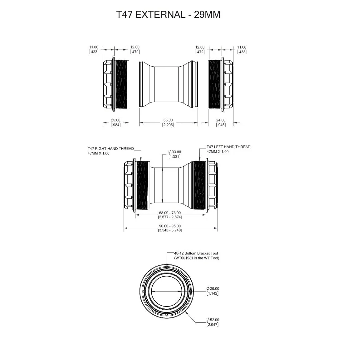 Mechanizm korbowy WOLFTOOTH T47 External 29mm SRAM DUB Raw Silver - Image 4