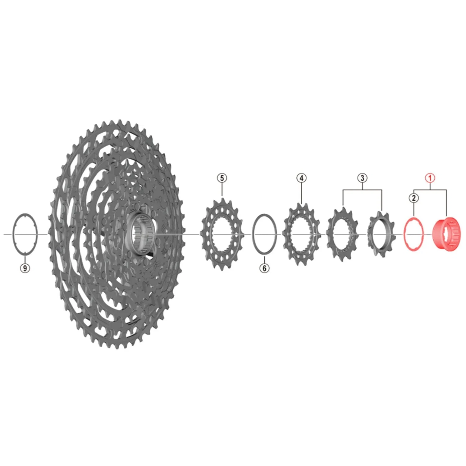 Nakrętka i podkładka dystansowa do kasety SHIMANO XTR CS-M9100-12 #Y1X498010