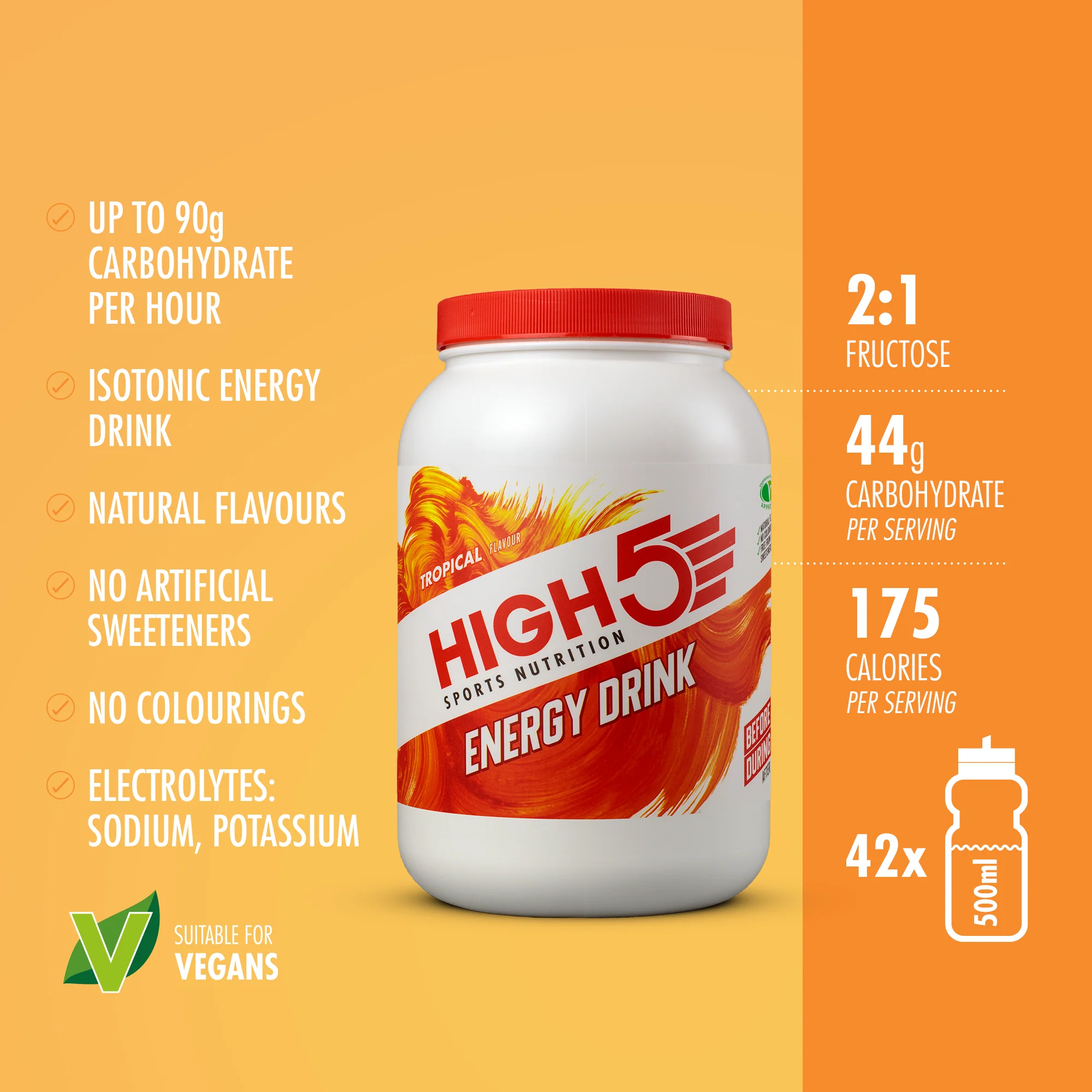 Napój energetyczny HIGH5 ENERGY DRINK (2,2 kg) Tropical - Image 2
