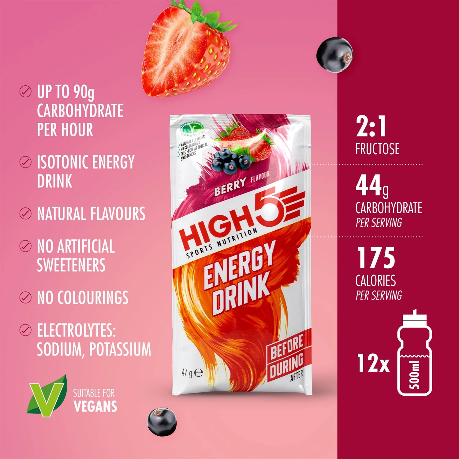 Napój energetyczny High5 ENERGY DRINK (47g) Czerwone Owoce - Image 2