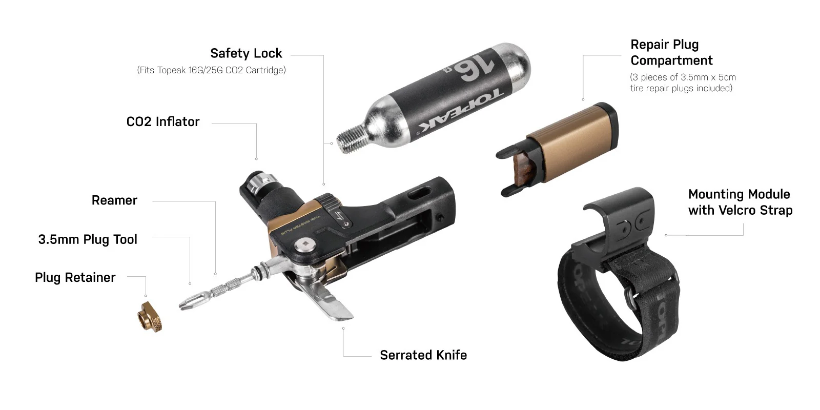 Narzędzie wielofunkcyjne Co2 TOPEAK TUBI MASTER+ (16g) - Image 3