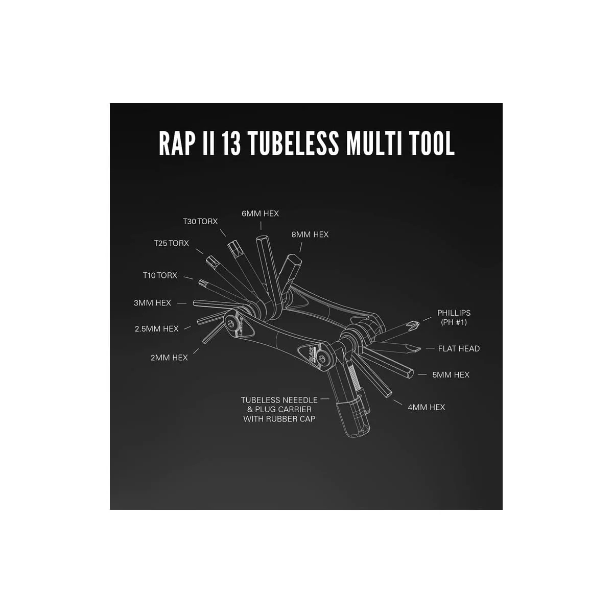 Narzędzie wielofunkcyjne LEZYNE RAP II - Tubeless (13 narzędzi) - Image 3