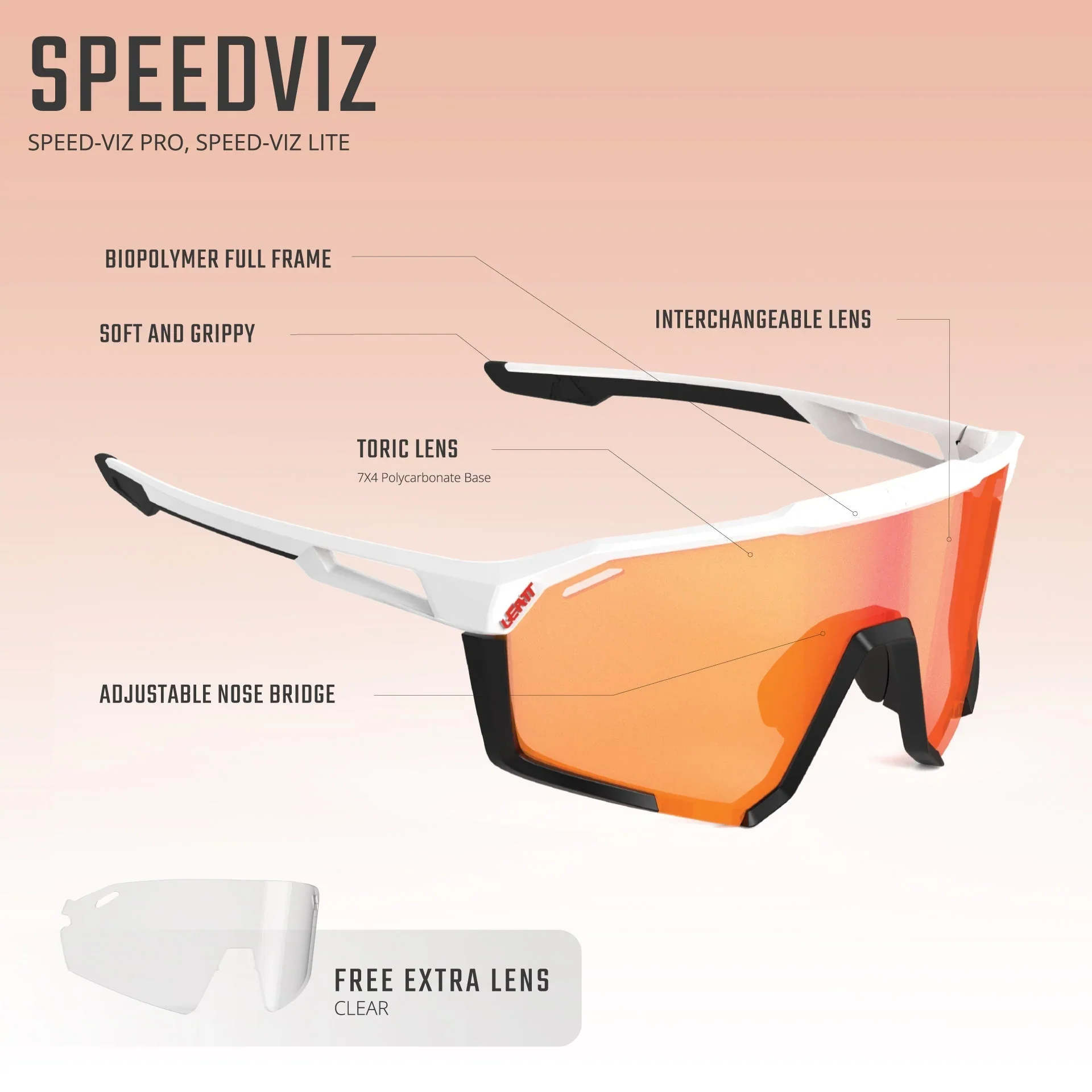 LEATT SPEEDVIZ PRO Okulary białe Iriz Cryztal Soczewki fotochromowe czerwone - Image 2