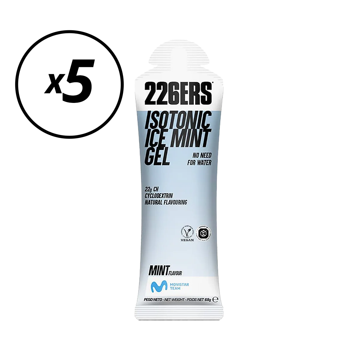 Opakowanie 5 żeli energetycznych 226ERS ISOTONIC (68G) Mint Przekroczono termin przydatności do spożycia