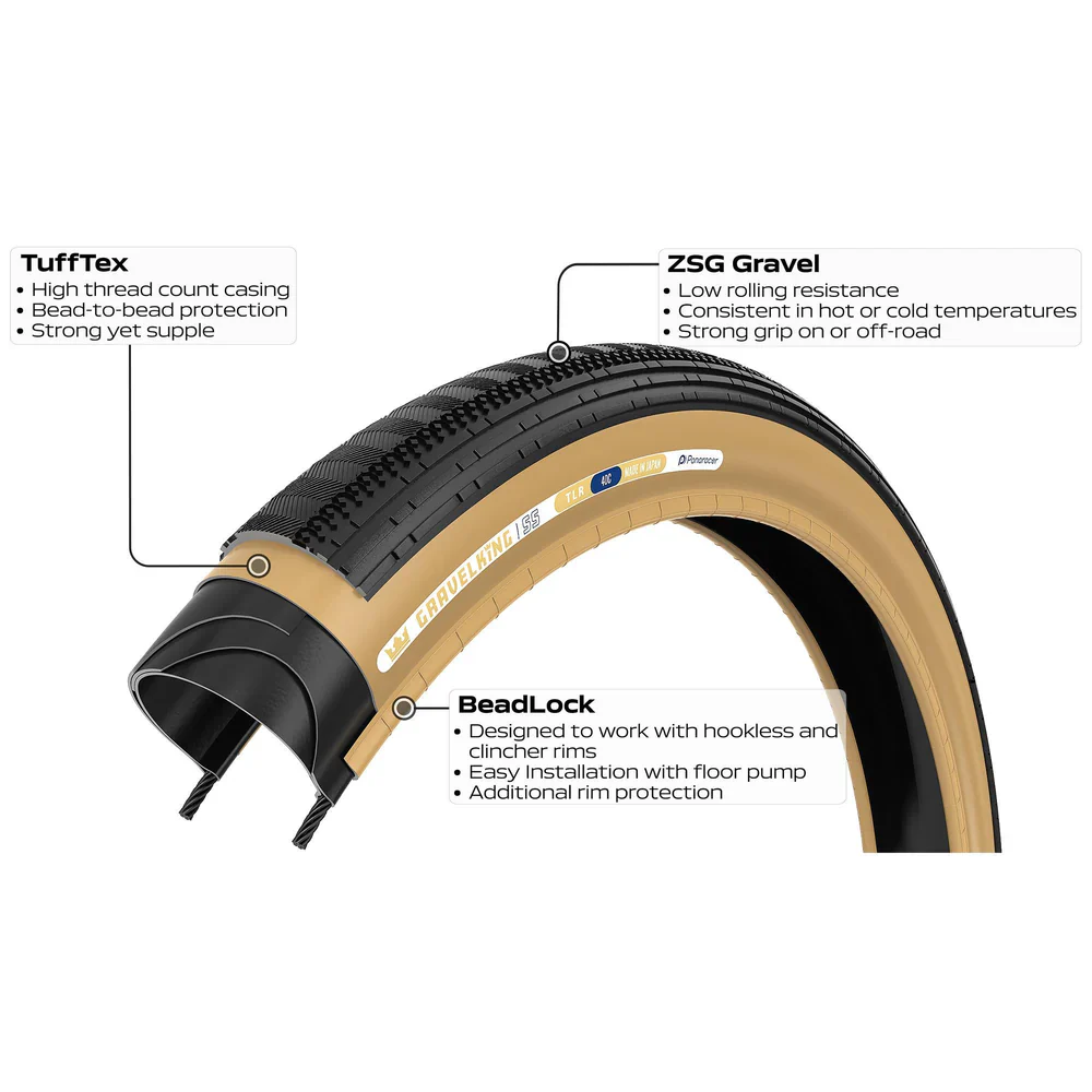 Opona PANARACER GRAVELKING SEMISLICK TLR 700x45c Tubeless Ready Beige - Image 3