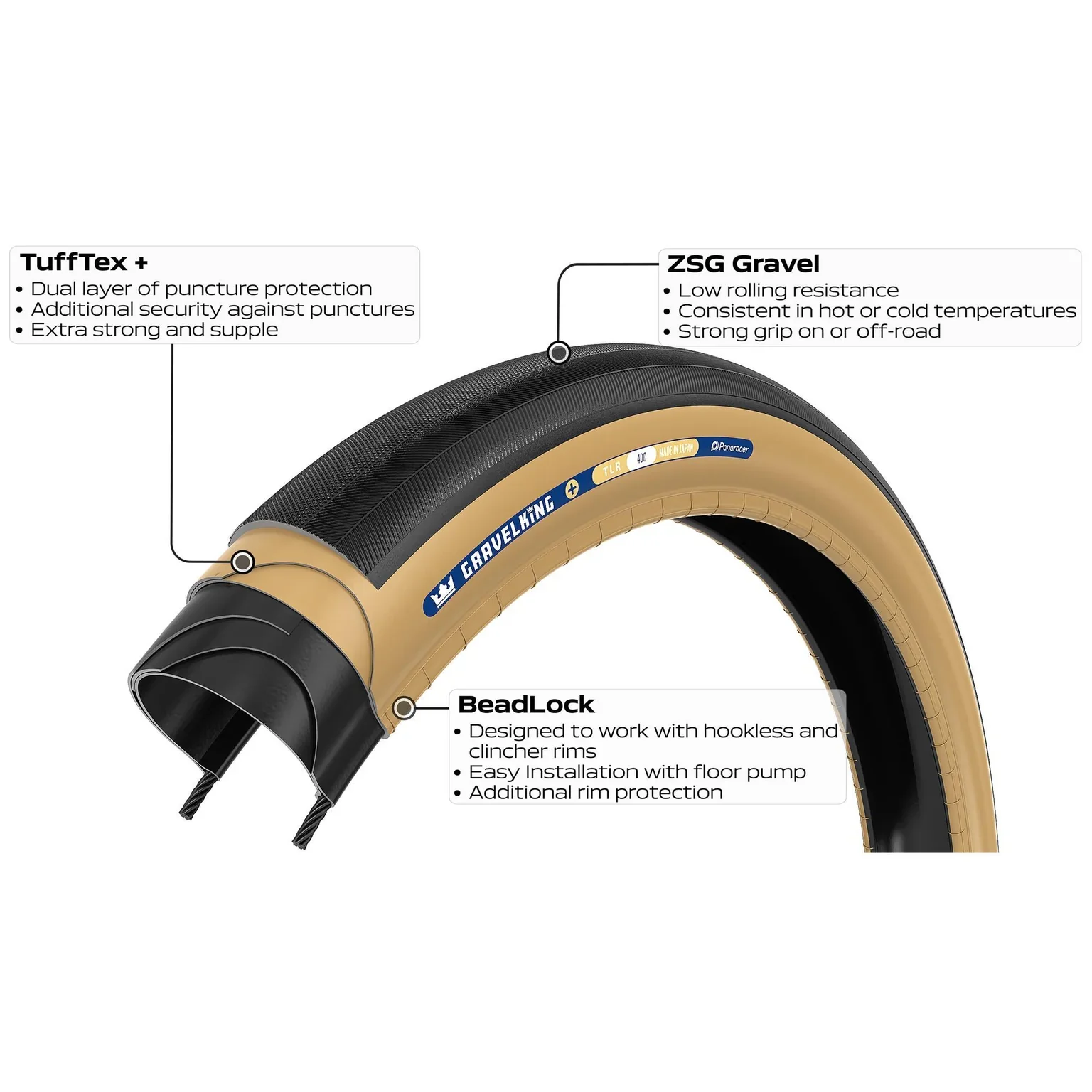 Opona PANARACER GRAVELKING SLICK+ TLR 700x40 Tubeless Ready Brown - Image 3