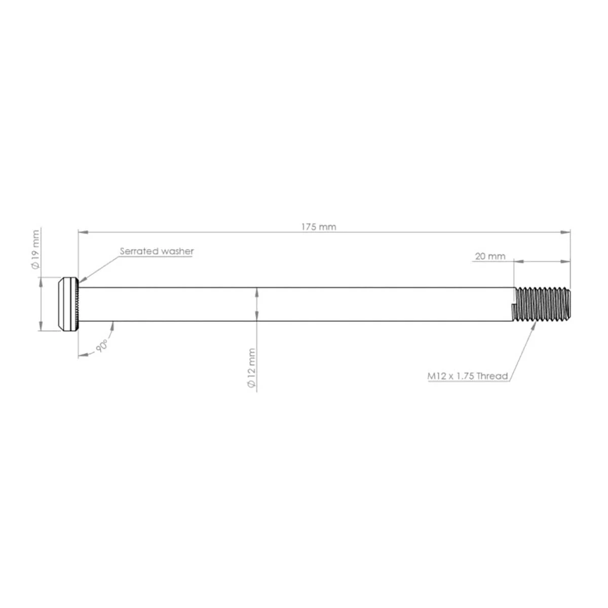 Oś tylnego koła BURGTEC 12x1.75mm 174mm czarna - Image 2
