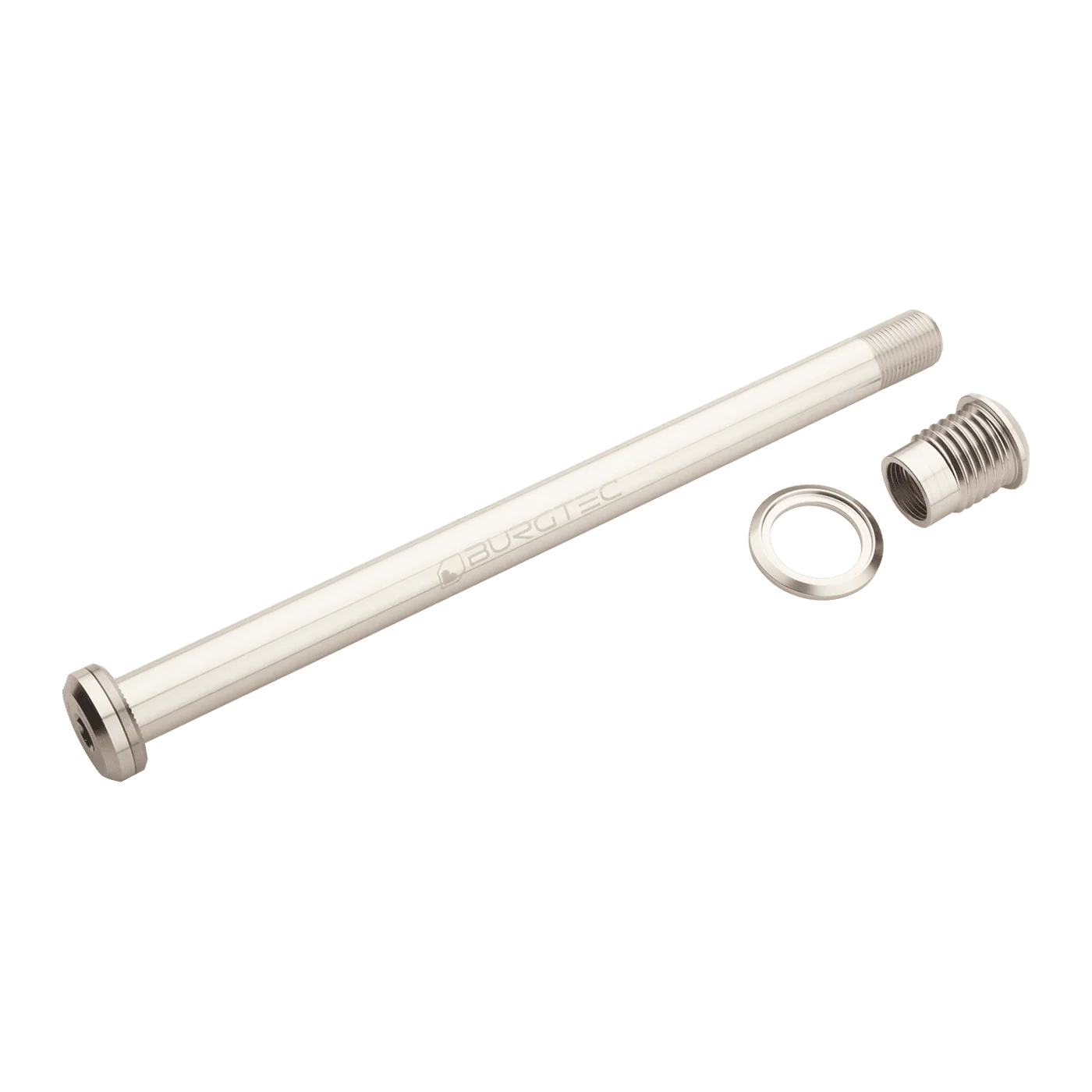 Oś tylnego koła BURGTEC 173,7 mm do ram Santa Cruz srebrna