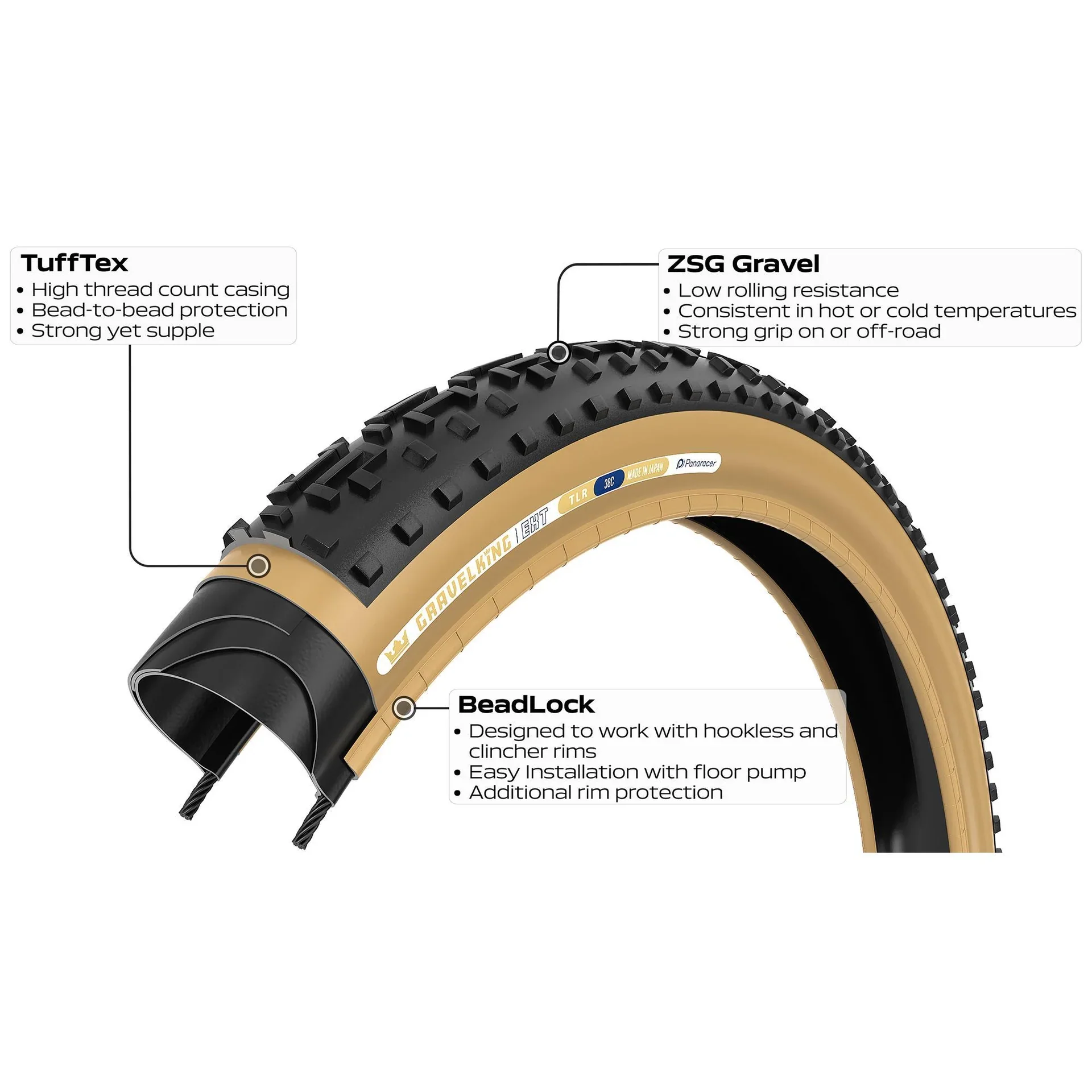 PANARACER GRAVELKING EXT TLR 700x38c opona bezdętkowa czarna - Image 3
