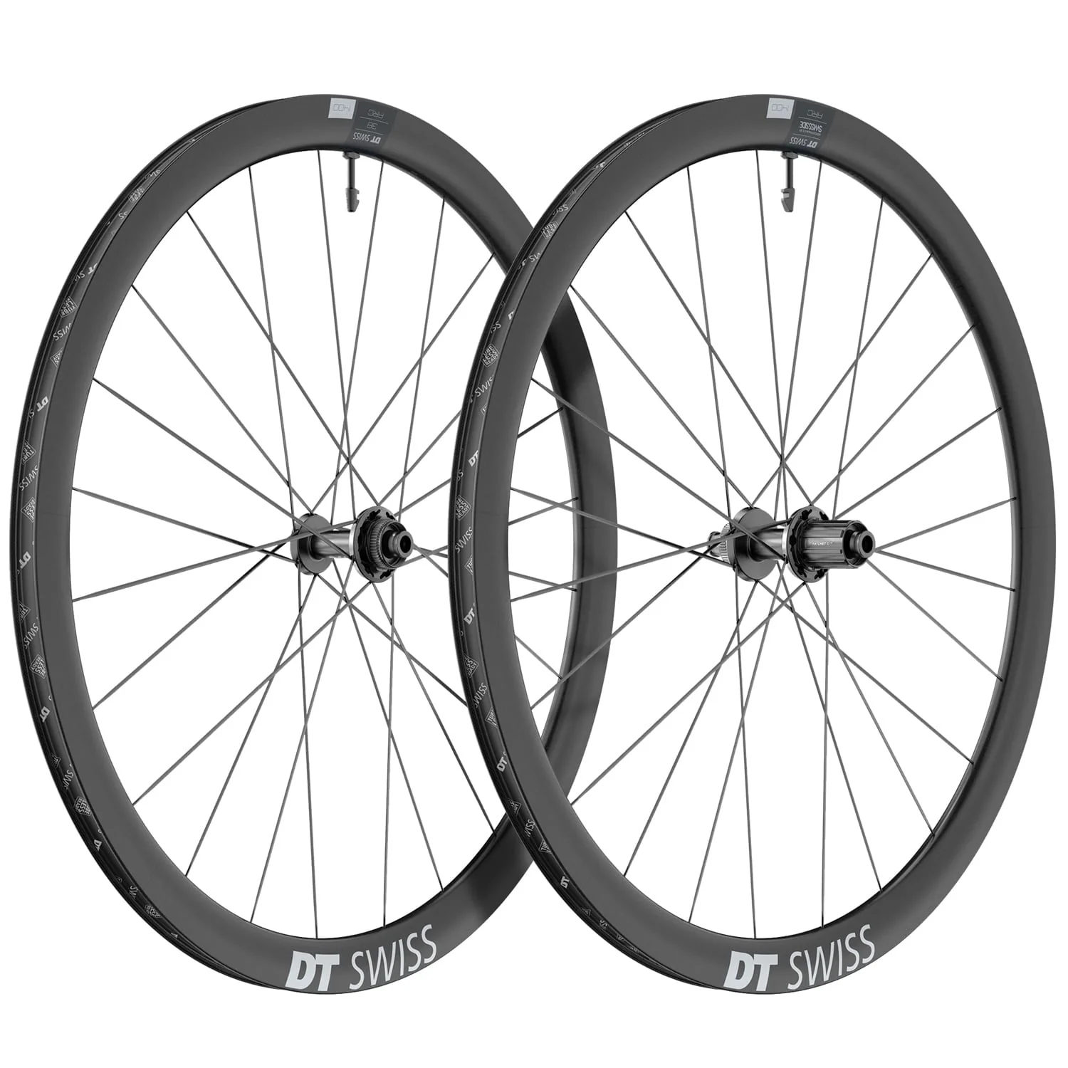 Para kół DT SWISS ARC 1400 DICUT 38 DISC przystosowanych do jazdy bezdętkowej (centralna blokada)