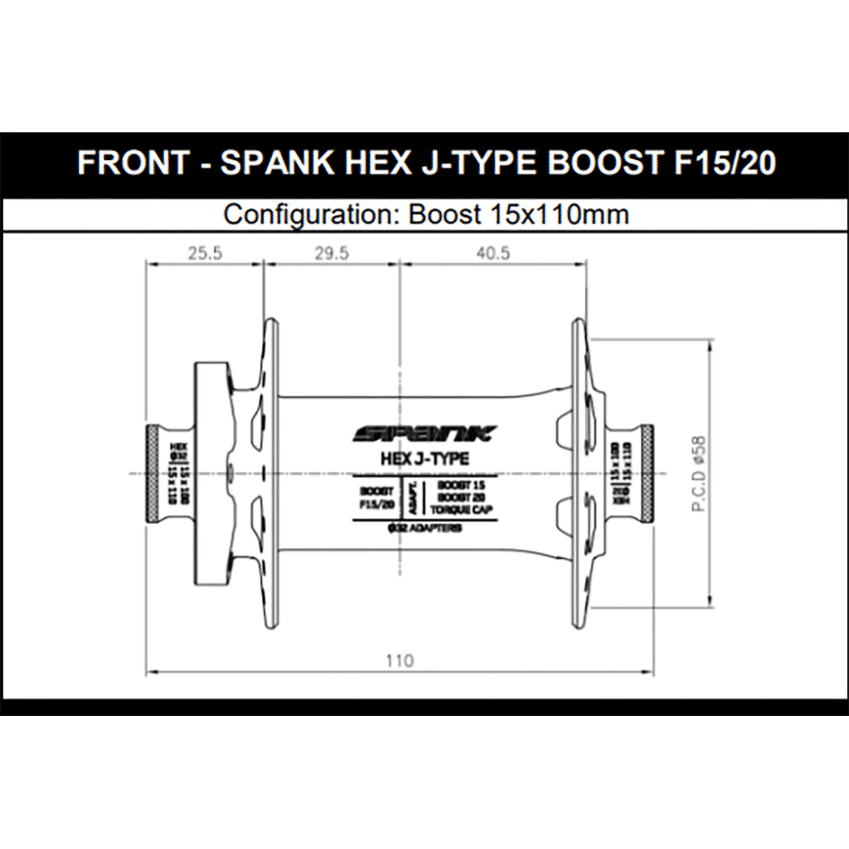 Piasta przednia SPANK HEX 15/20 mm Boost czarna - Image 3