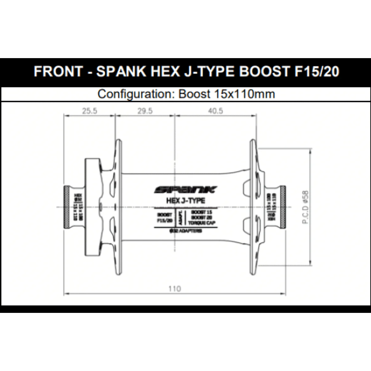 Piasta przednia SPANK HEX J-Type 15/20 mm Boost Orange - Image 2