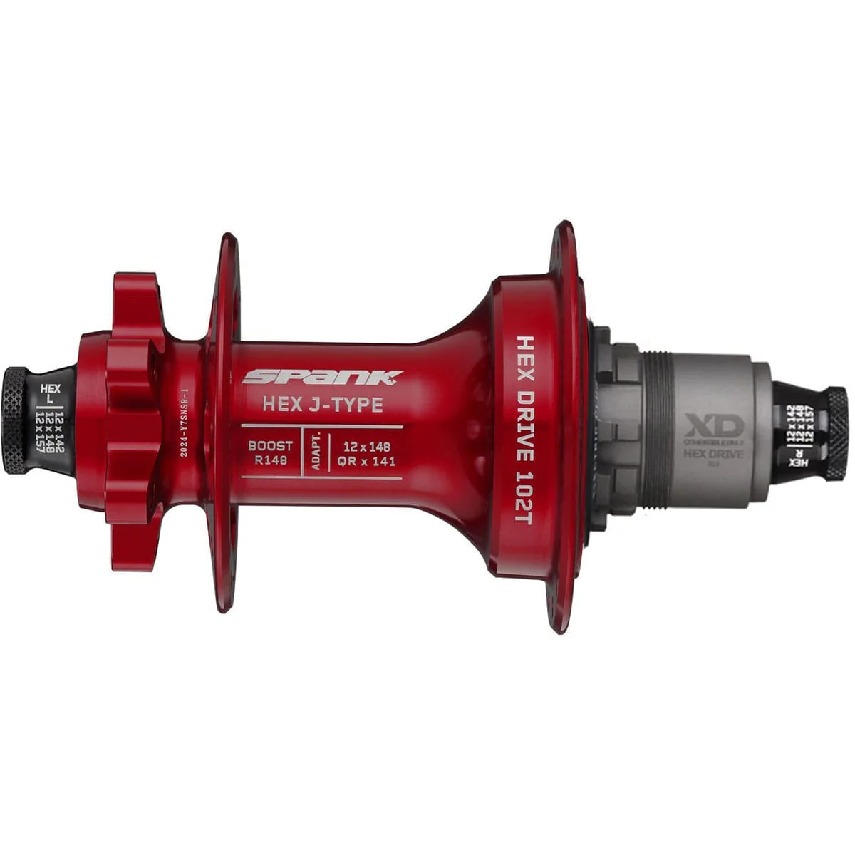 Piasta tylna SPANK HEX DRIVE J-Type 102T 12x148 mm Boost E-Plus czerwona