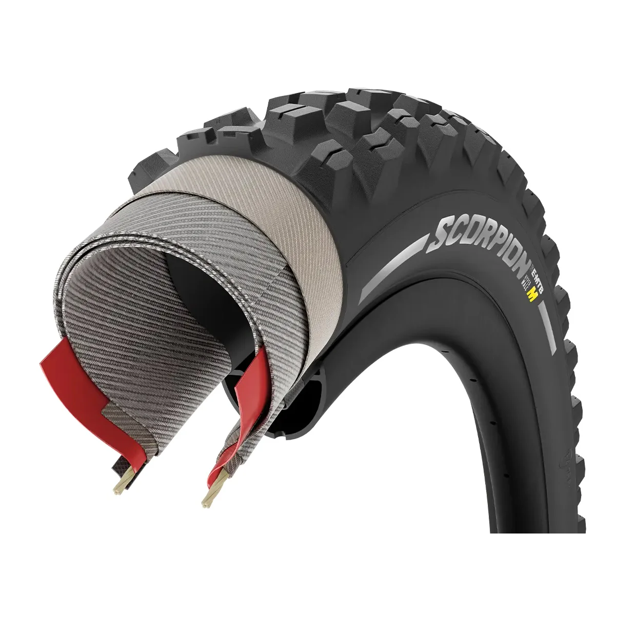 PIRELLI SCORPION E-MTB M 27.5x2.6 Tubeless Ready Miękka opona czarna/czerwona 4356000 - Image 4
