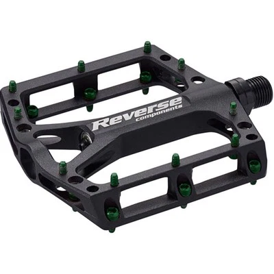 Płaskie pedały REVERSE COMPONENTS BLACK ONE czarny/zielony