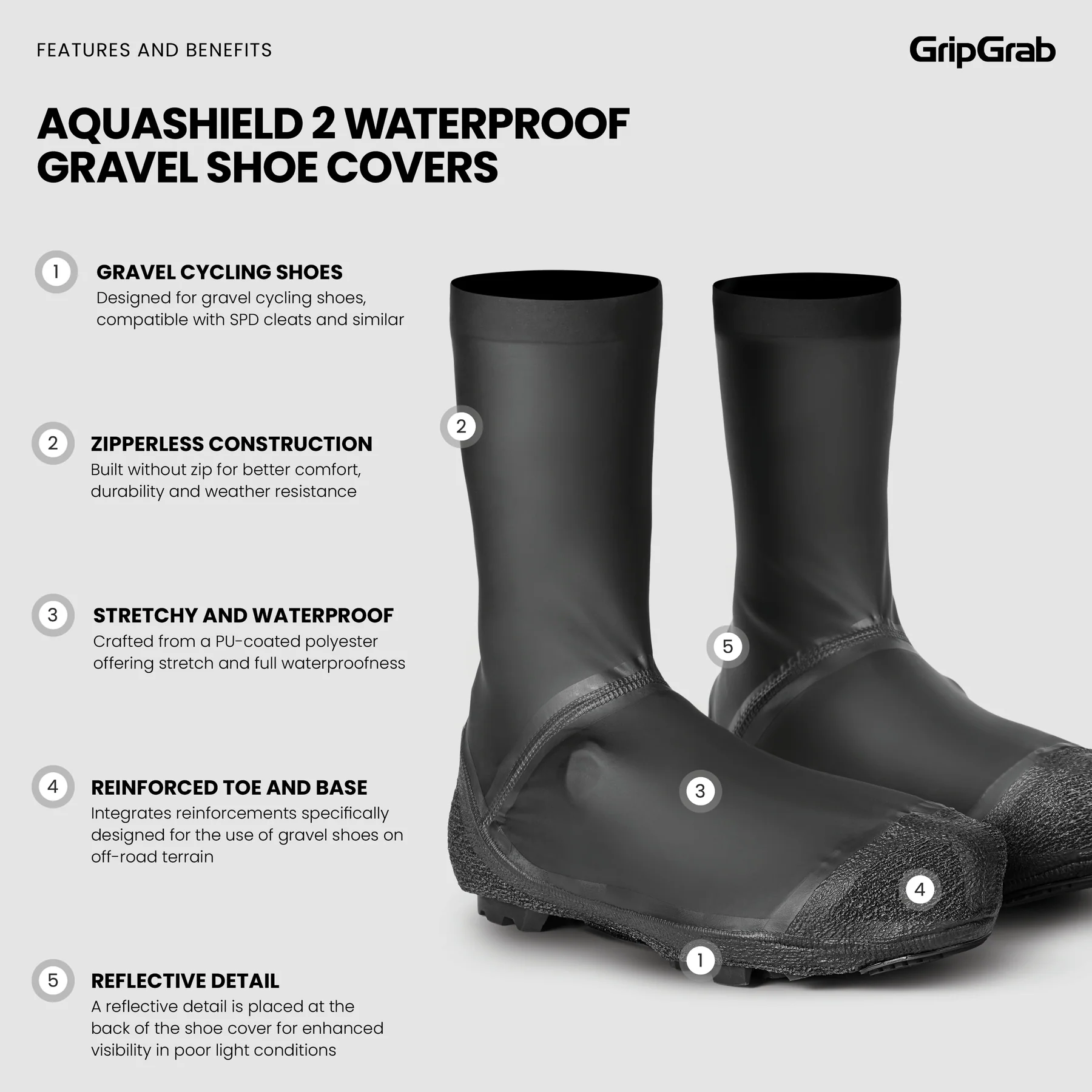 Pokrowiec na buty GRIPGRAB AQUASHIELD 2 WATERPROOF GRAVEL Black - Image 7