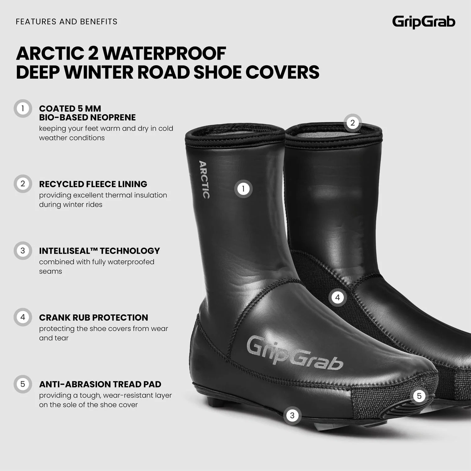 Pokrowiec na buty GRIPGRAB ARTIC 2 WATERPROOF ROAD czarny - Image 2